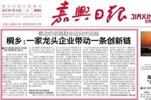 嘉興日?qǐng)?bào)頭版頭條點(diǎn)贊！桐鄉(xiāng)：一家龍頭企業(yè)帶動(dòng)一條創(chuàng)新鏈